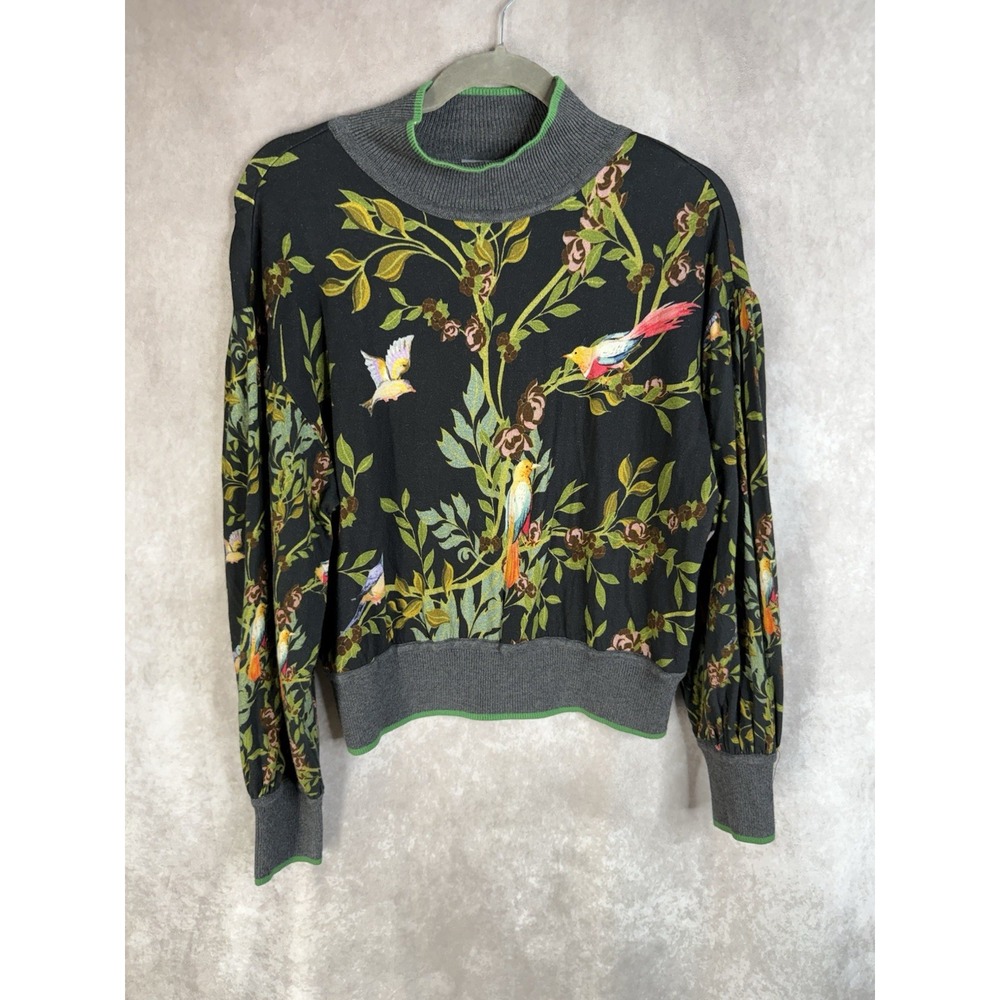 Conditions Apply By Anthropologie Zaniya Menagerie Bird Floral Sweater Top XS